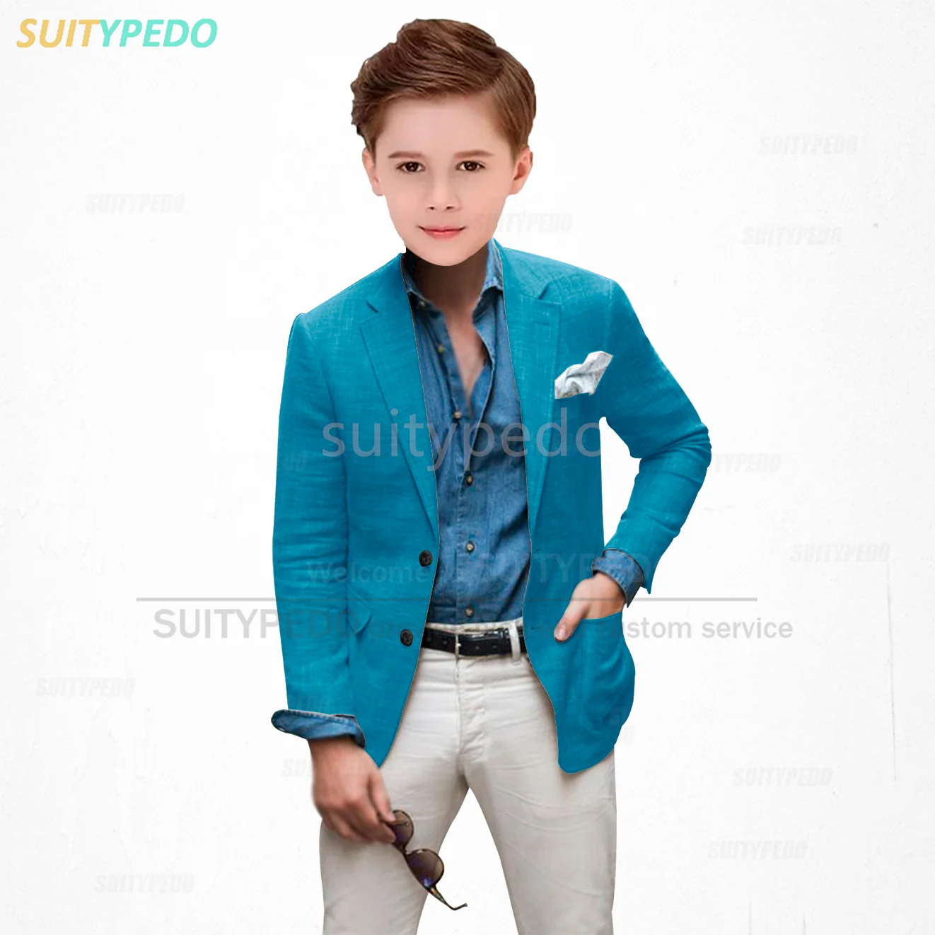 Fashion Boys Linen Blazer Summer Beach Holiday Kids Casual Costume Tailor-made Daily Party Children Slim Fit Jacket 1 Piece