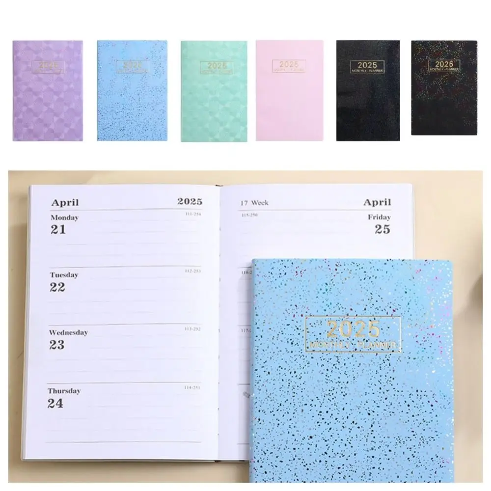 Laser 2025 English Notebook Colorful Efficiency Plan A5 Mini Pocket Notebook 12 Months To Do List Schedule Planner Notepad