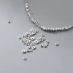 1g(10-20)pcs/Lot 925 Sterling Silver Irregular Flat Loose Beads 3.5-4.5mm Mix Size Silver Spacers Shims DIY Jewelry Accessories