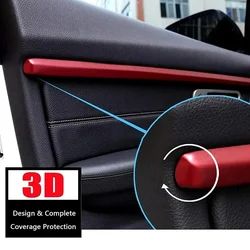 4 PCS ABS Red / Carbon Interior Door Panel Stripe Cover Molding Trims Strip Decorative Kits For BMW 3 Series F30 F31 2013-2019