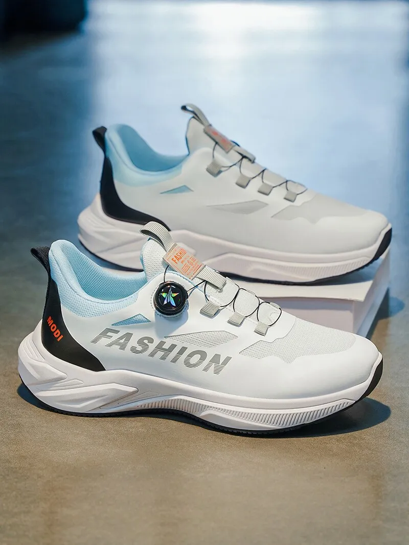 Sports Men's Shoes 2026 Autumn New Style Teenage Rotating Button Soft Bottom Shock Absorption Ultra-light Casual Student Runn...