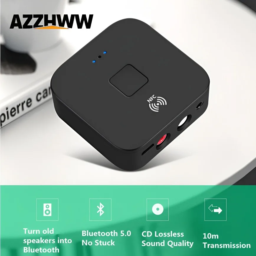 Bluetooth Receiver for Home Stereo RCA 3.5mm AUX Wireless Audio Adapter for Home and Car Stereo System Music Speaker NFC-Enabled