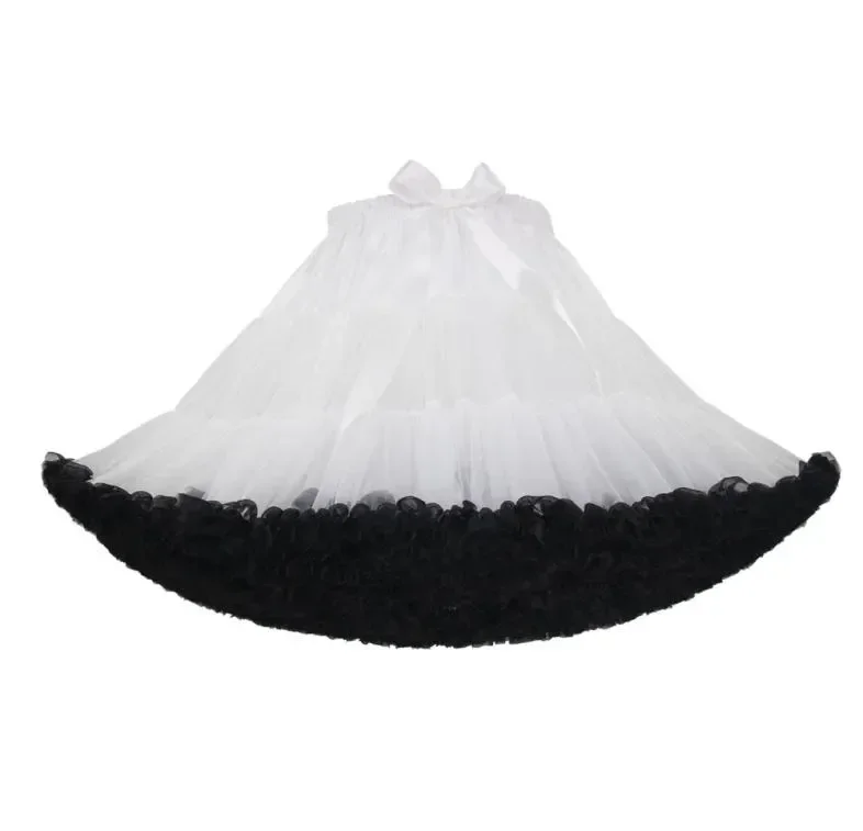 Enagua hinchada de tul blanco y negro para niños, enagua de quinceañera de trompeta con flores para niña, enaguas debajo de la falda para vestidos cortos