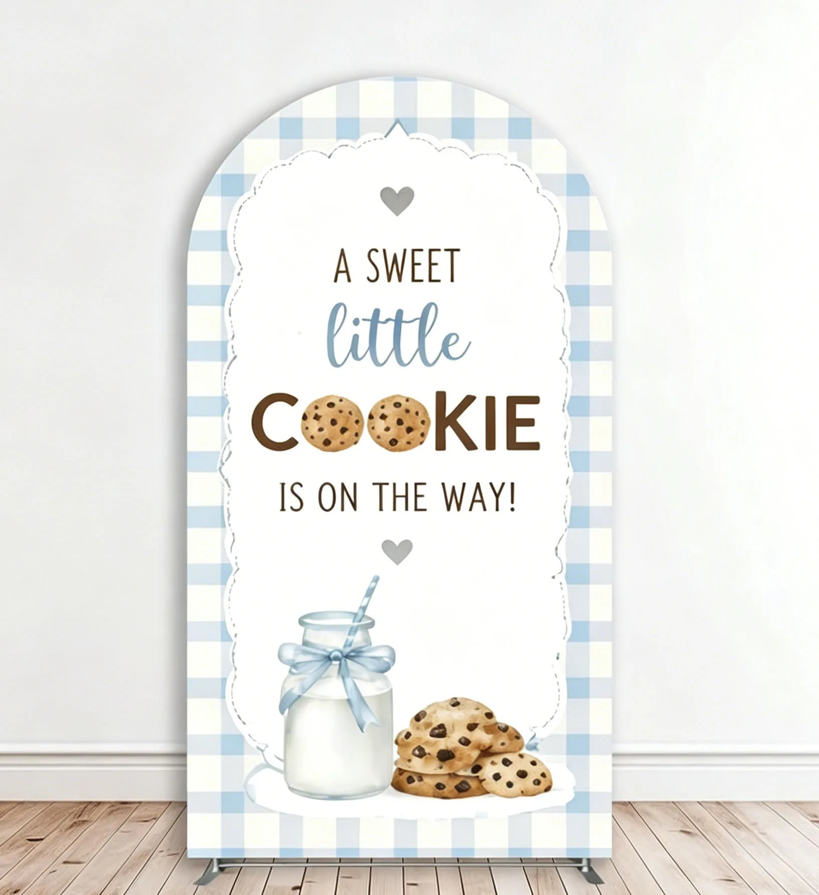 Custom 2-Side Sweet Little Cookie is On The Way Baby Shower Arch Backdrop Cover Diy Name Age Birthday Party Decor Backdrop Photo