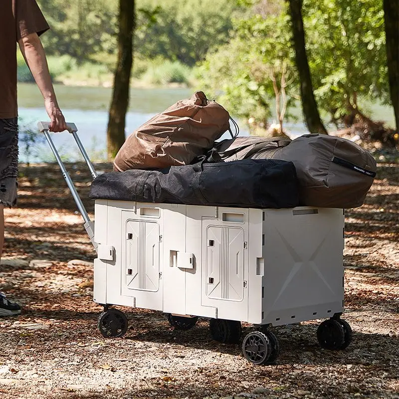 Camp car outdoor tie rod, small pull cart folding camping trailer hand push picnic storage box camper