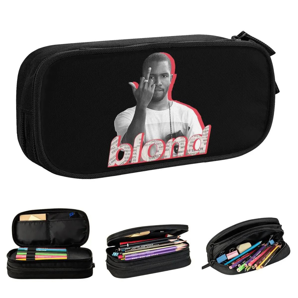 Estuches para lápices Blond Franks Oceans, estuches para lápices de música Hip Hop, portalápices, bolsas de gran capacidad, suministros escolares, regalos, papelería