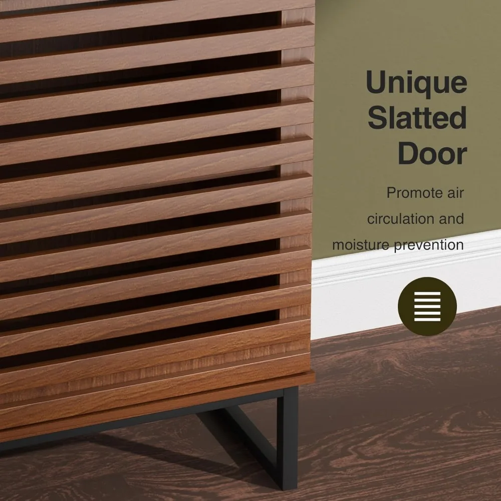 خزانة بوفيه جانبية بطول 51 بوصة مع مساحة تخزين، وخزانة حديثة لمنتصف القرن مع بابين مخططة شبكية ورفوف قابلة للتعديل، ج #5