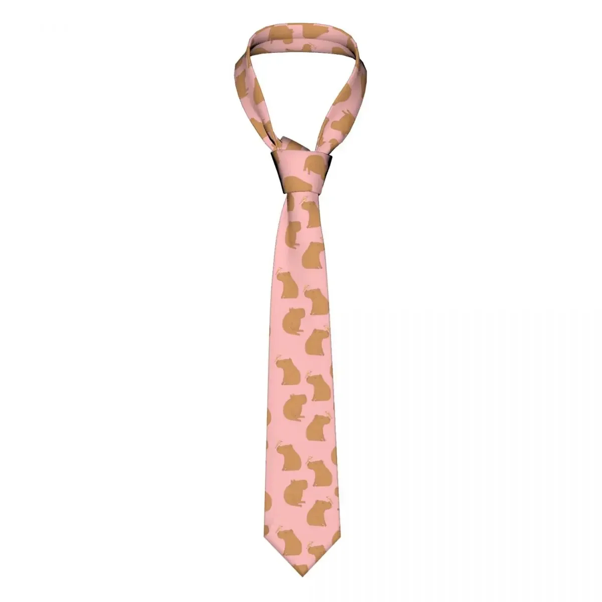 Mens Tie Classic Skinny Capybara Pattern Neckties Narrow Collar Slim Casual  Accessories Gift