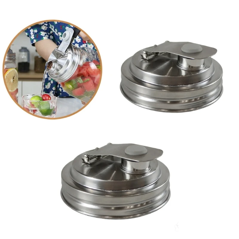 L9NB Metal Wide Mouth Jar Pour Spout Lid for Daily Beverage Cup and Jar Use