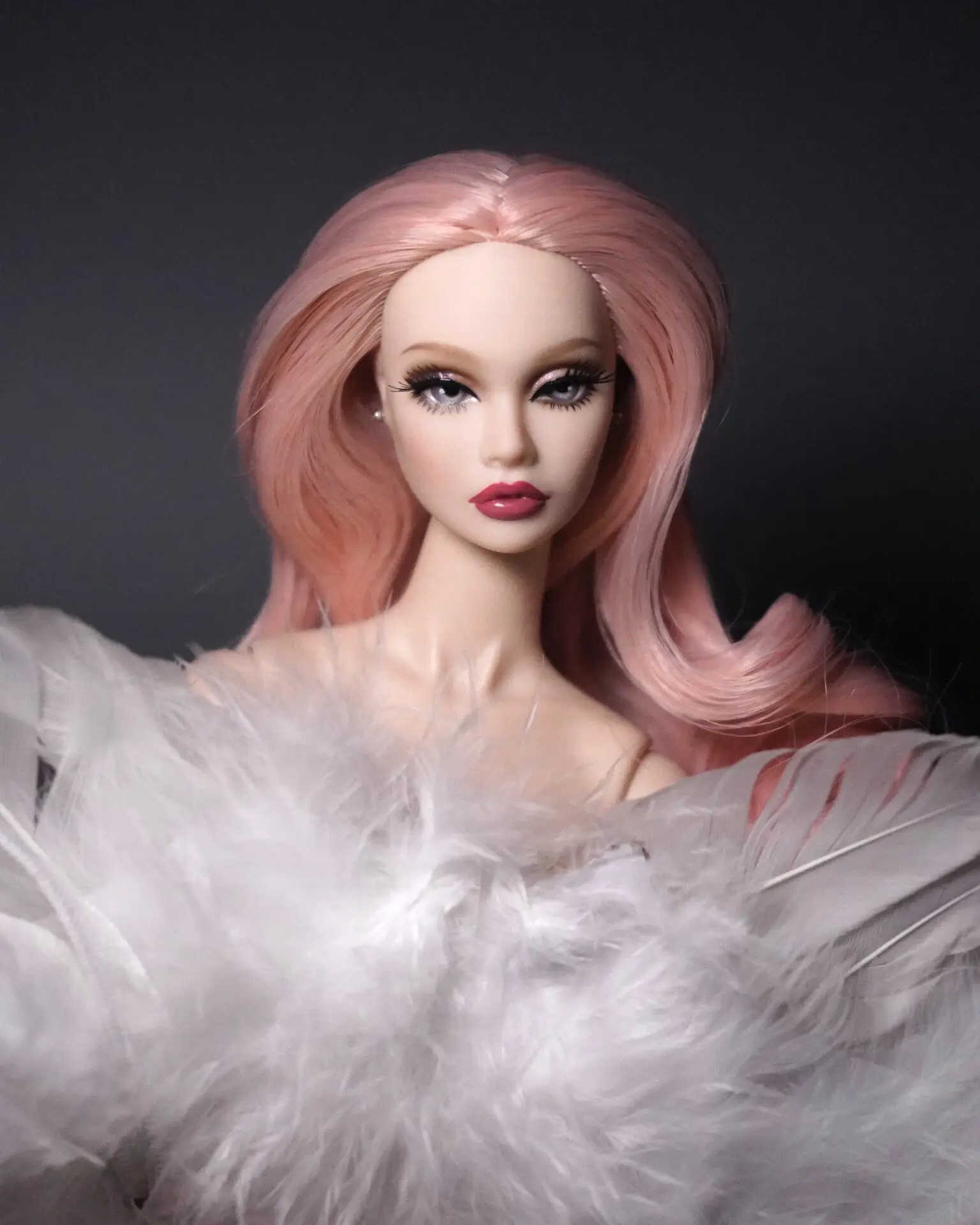 Artist OOAK Poppy Parker FR Doll Head, Fully Repainted Face, Hand‑Done Saran Reroot, Custom Replacement Fashion Doll Head