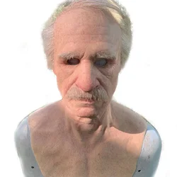 Halloween Old Man Face Cover Latex Elderly Man Mask Party Cosplay Wrinkle Full Face Dress Up Masks Funny Props