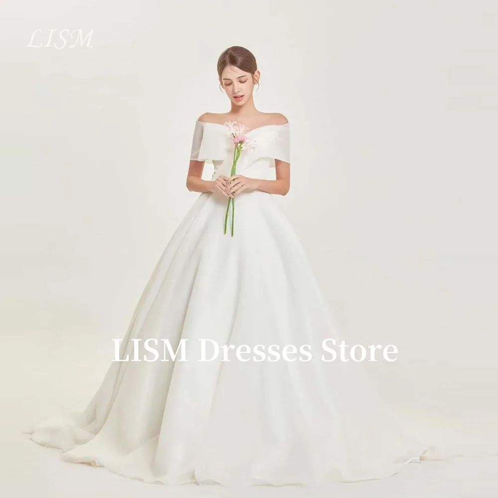 

LISM Sexy Simple Elegant Silk Organza Mermaid Wedding Dresses Korea Photo shoot Off Shoulder Princess Bridal Gowns Customized