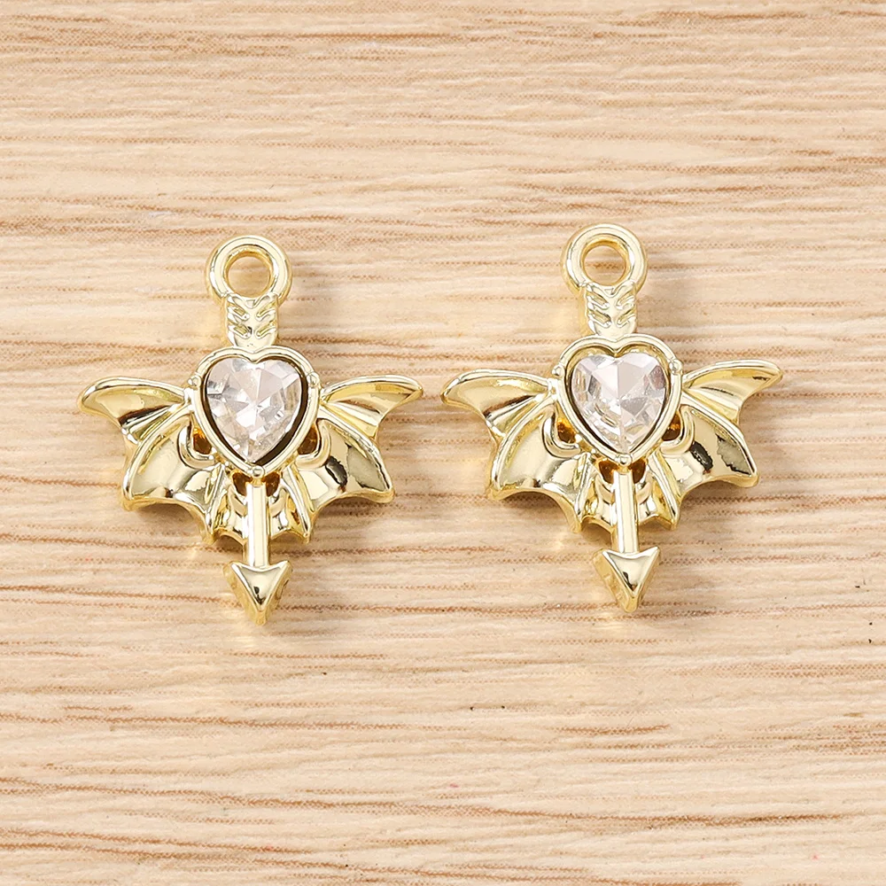 Tusember 5 Stück Gothic Kristall Metall Herz Flügel Charms Anhänger für Halsketten Ohrringe Armbänder DIY Schmuckherstellung Zubehör – Detail 17