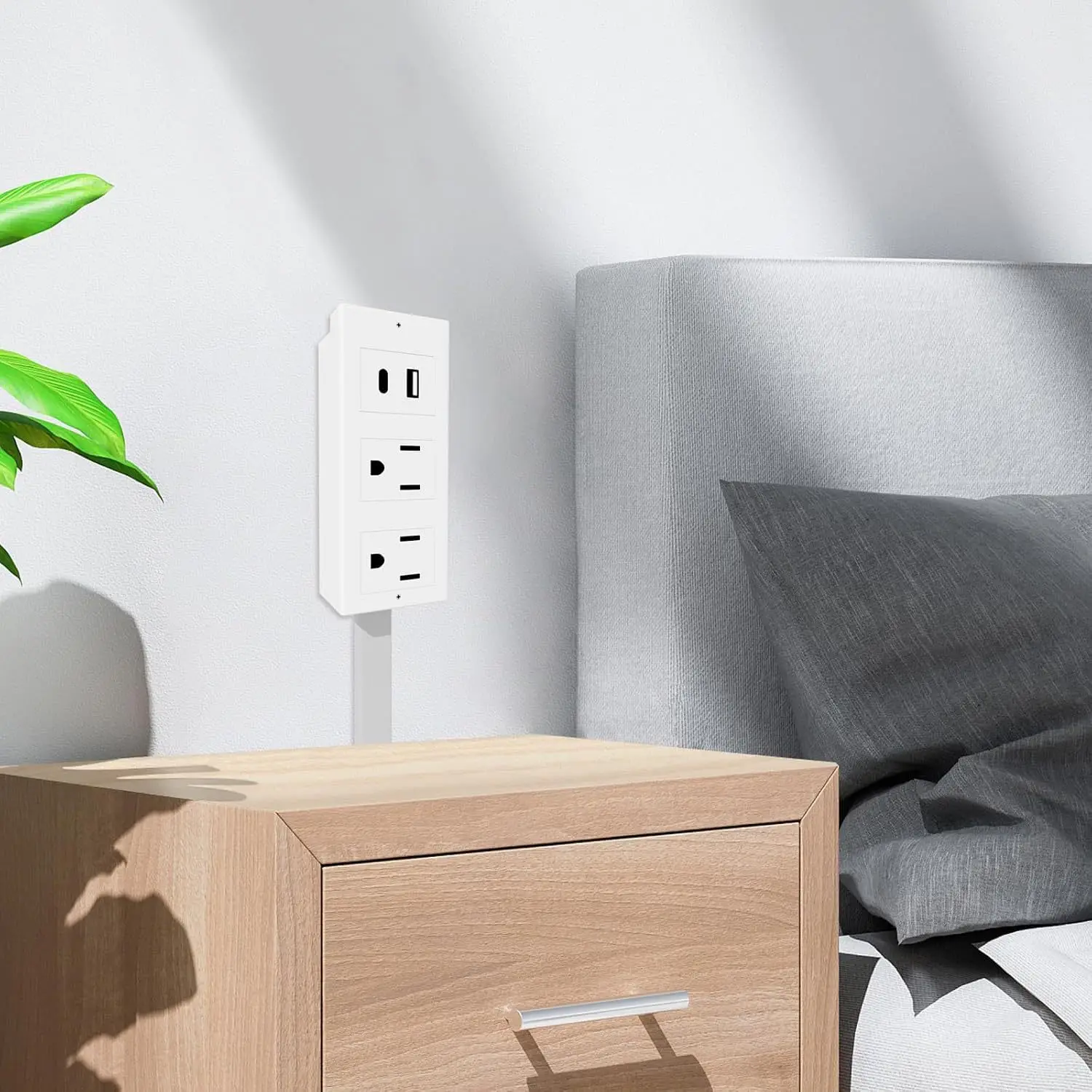 Outlets Electrical Outlet Extender Power Socket Sofa Bedside Table Extender Tools with USB-AUSB-C Interface and 2 AC Sockets
