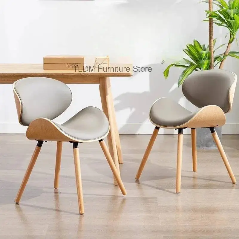 Nordic Creative Family Backrest Dining Chair Solid Wood Living Room Leisure Chair Light Luxury Shell Chair Cafe Dining Chairs