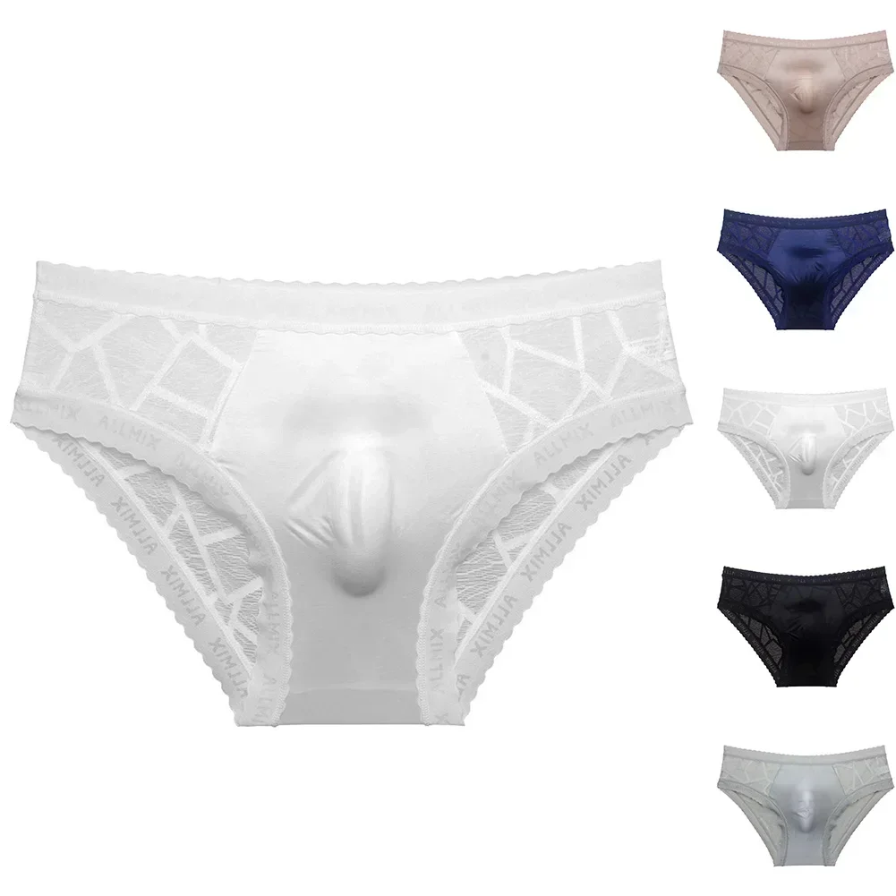 Men's Panties Sexy Briefs Elastic Ice Silk Sissy Pouch Lingerie Ultra-Thin Underwear Man Low Waist Underpants Seamless Knickers - Image 6