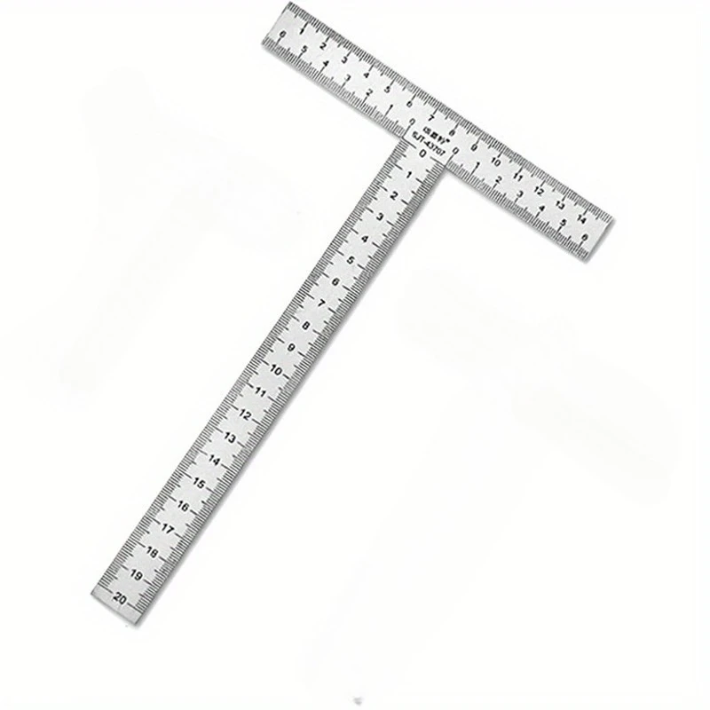 1pc Stainless Steel T-Shaped Ruler With 90-Degree Right Angle & Thickened Scale - Durable Engineering Measuring Tool For Precise