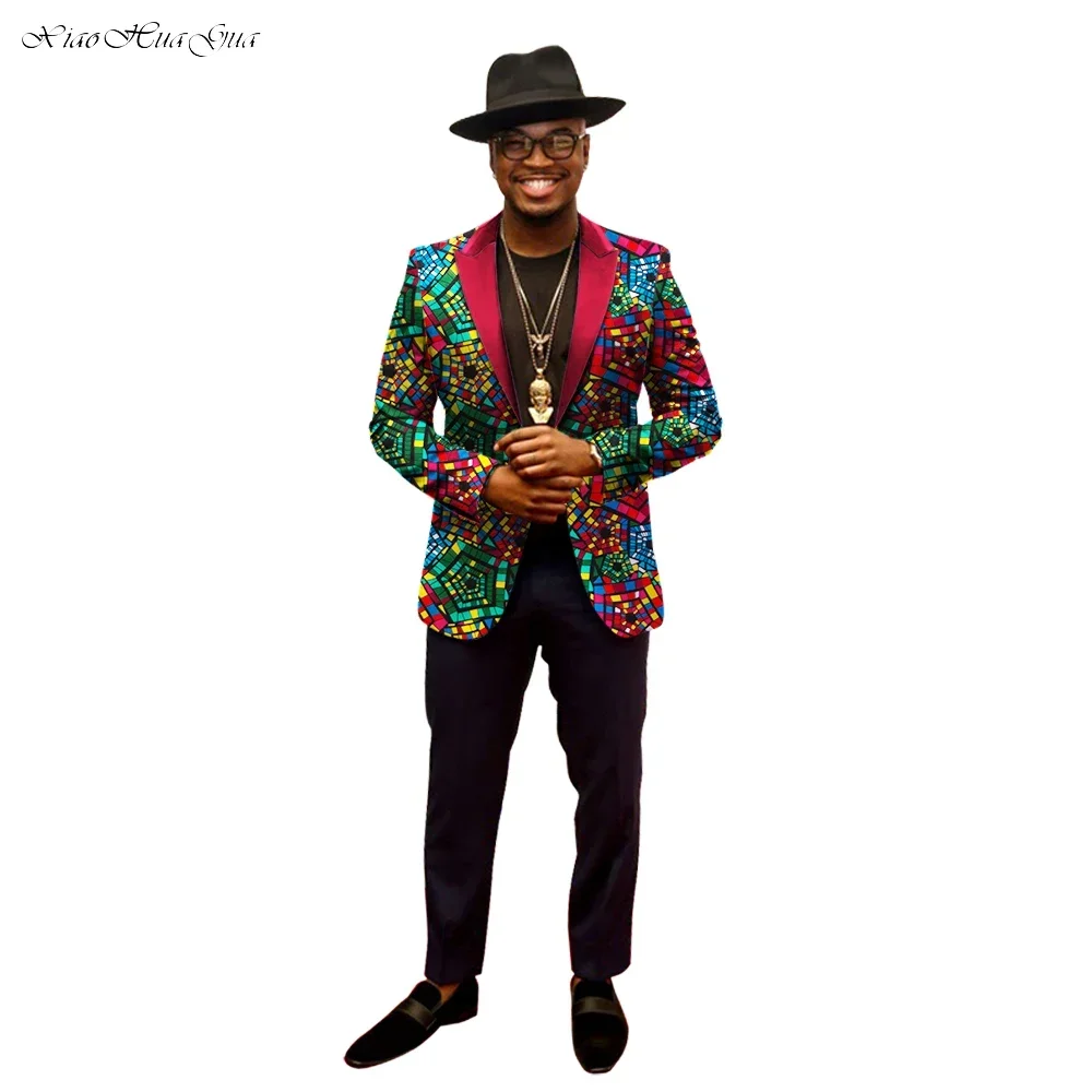African Jacket For Men Long Sleeve Top Mens African Clothing Dashiki African Print Blazer Men Outfits Suits WYN202