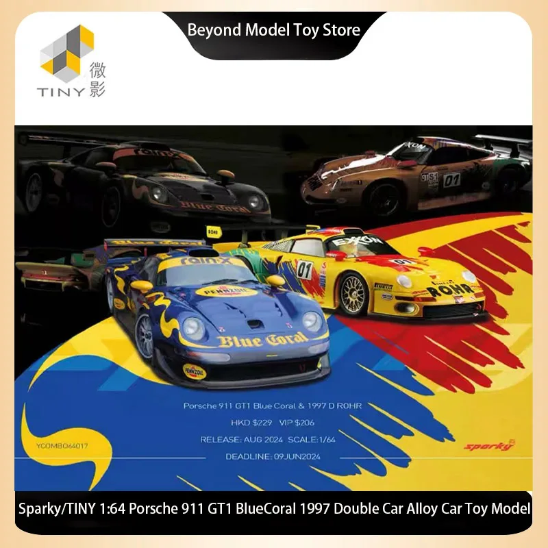 

Sparky/TINY 1:64 Porsche 911 GT1 BlueCoral 1997 Double Car Alloy Car Toy Model