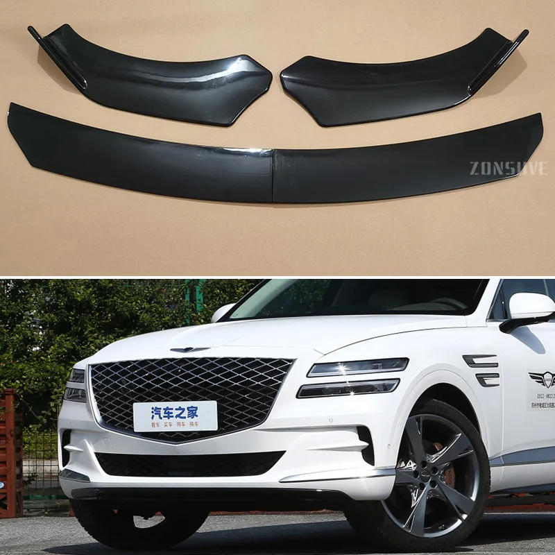 

For Genesis GV80 2017--2024 Year Front Bumper Lip Splitter Spoiler Body Kit Accessories Universal 4pcs