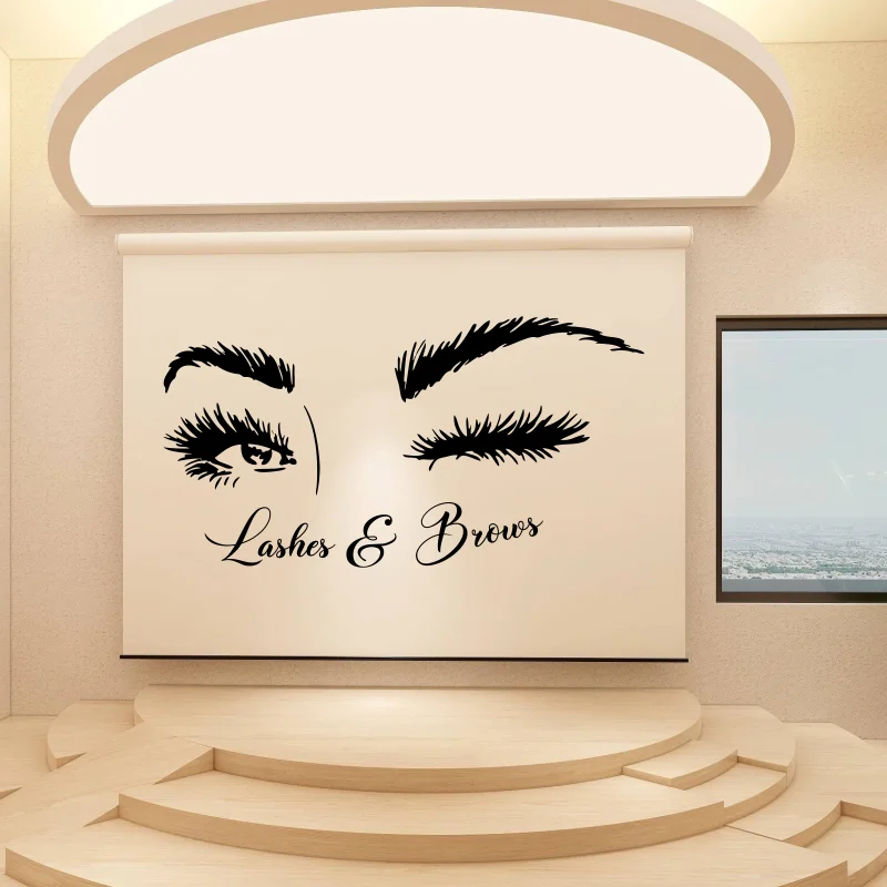 Lashes and Brows Eyes Removable Vinyl Home Decor Sticker For Living Room Bedroom Beauty Salons Wall Decoration #446