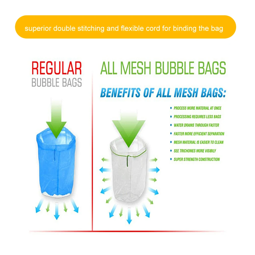 5pcs 1 Gallon Or 5 Gallon Filter Bag Bubble Bag  Kit Set Micron Drawstring Extraction Bags