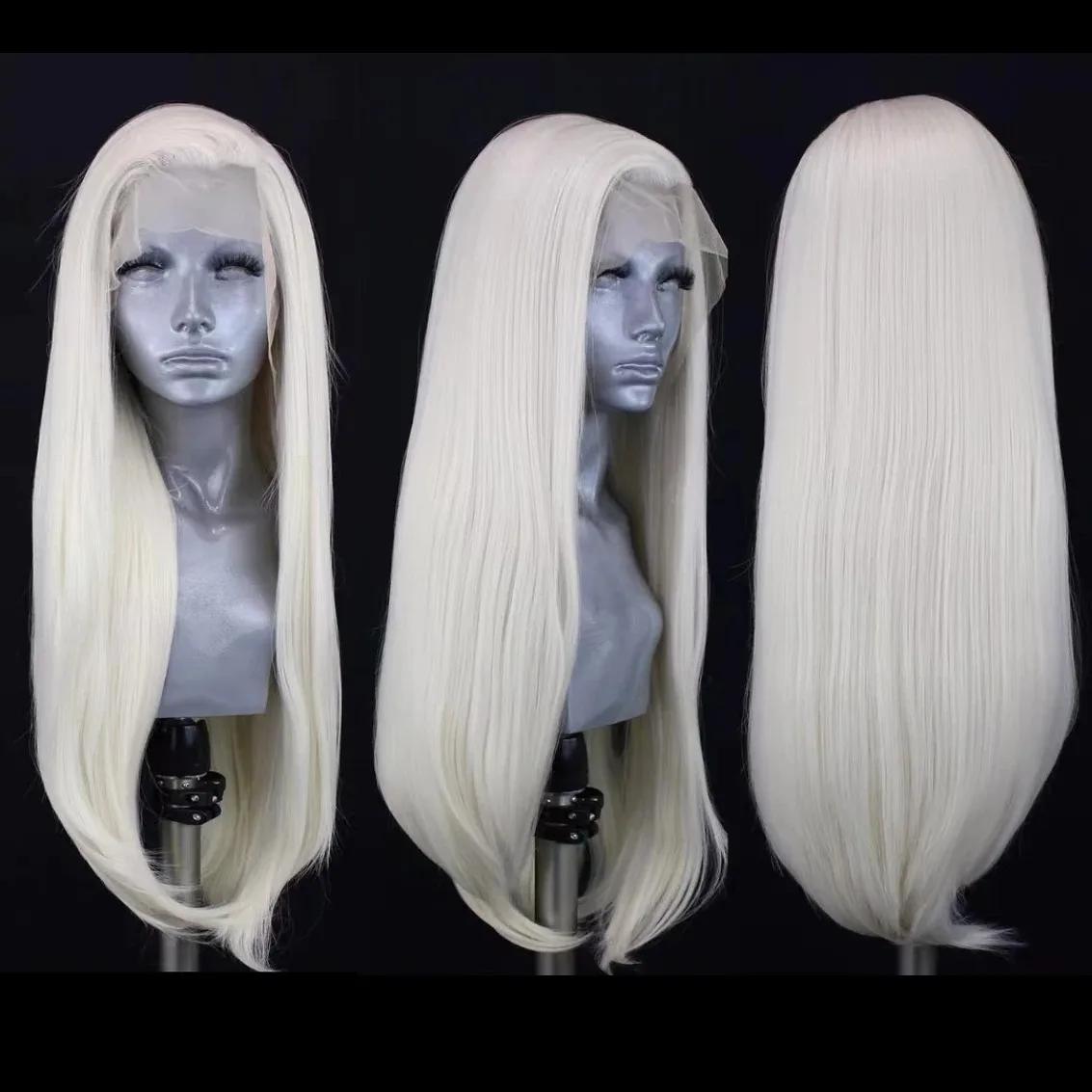 

Белый парик с натуральными прямыми волосами, синтетический и смешанный кружевной парик 13x4 HD, термостойкий, красный/синий/черный, для косплея, для женщин