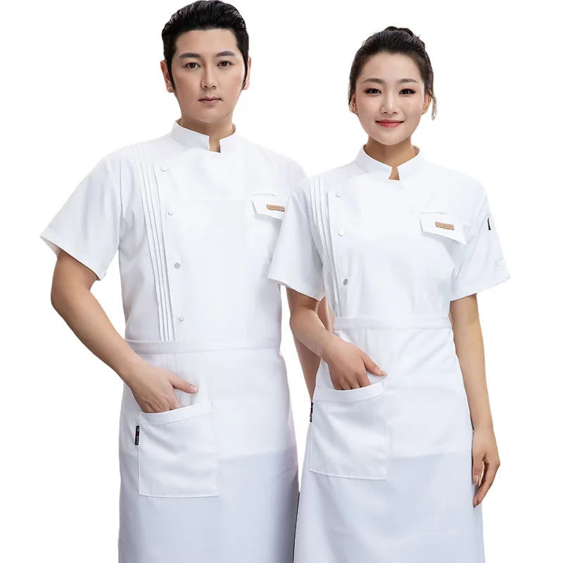 High-End Hotel Chef Overalls ผู้ชายแขนยาวห้องครัวเบเกอรี่ครัว PLUS ขนาดเสื้อผ้าฤดูร้อนแขนสั้น