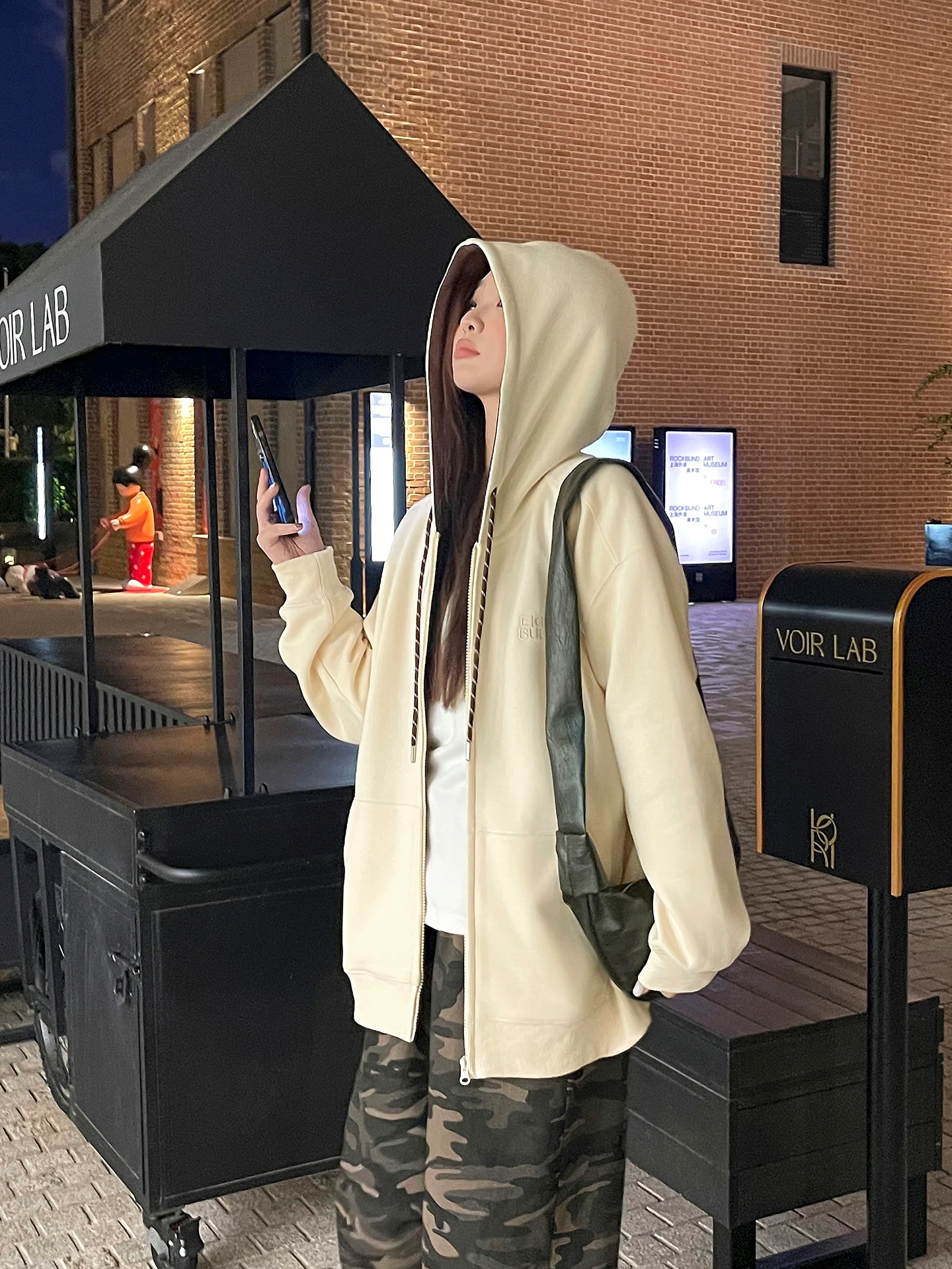 

Loose Yellow Hoodie Jaet Zipper Cardigan Casual Sle Women's Autumn Faion Dog ape Design Comfortable Warmth Daily Wear