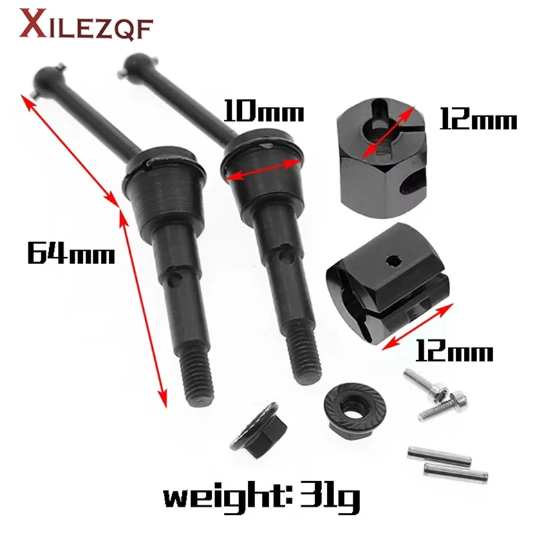 XILEZQF 2PCS Alloy Steel CVD Axles & Nuts Set for Tamiya SW-01 SW01 1/24 Scale 4WD RC Monster Truck Upgrade Part Durable