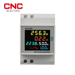 Monitor de CA de carril din 6 en 1, 110V, 220V, 380V, 100A, Factor de potencia de corriente de voltaje, KWH activo, medidor de frecuencia de energía eléctrica, voltios y amplificadores