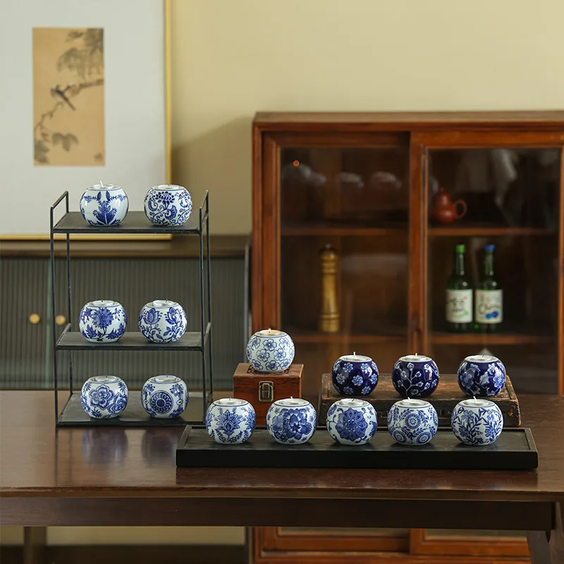 

Chinese Celadon Vintage Ceramic Candlestick Candlelight Dinner Wedding Shooting Props Decorative Ornaments Candle Holders Gift