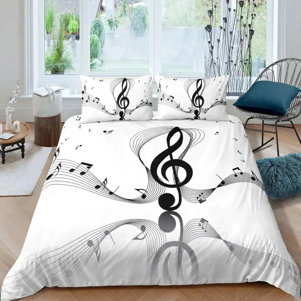 Music Notes Duvet Cover Set Queen Size Purple Musical Theme Bedding Set Gold Shiny Pattern Comforter Cover For Kids Girls Adult