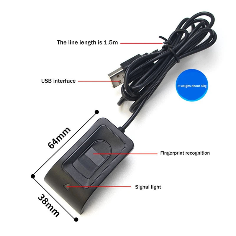 Lector de huellas dactilares USB para ordenador portátil y de escritorio, reconocimiento de huellas dactilares, bloqueo de Software de arranque