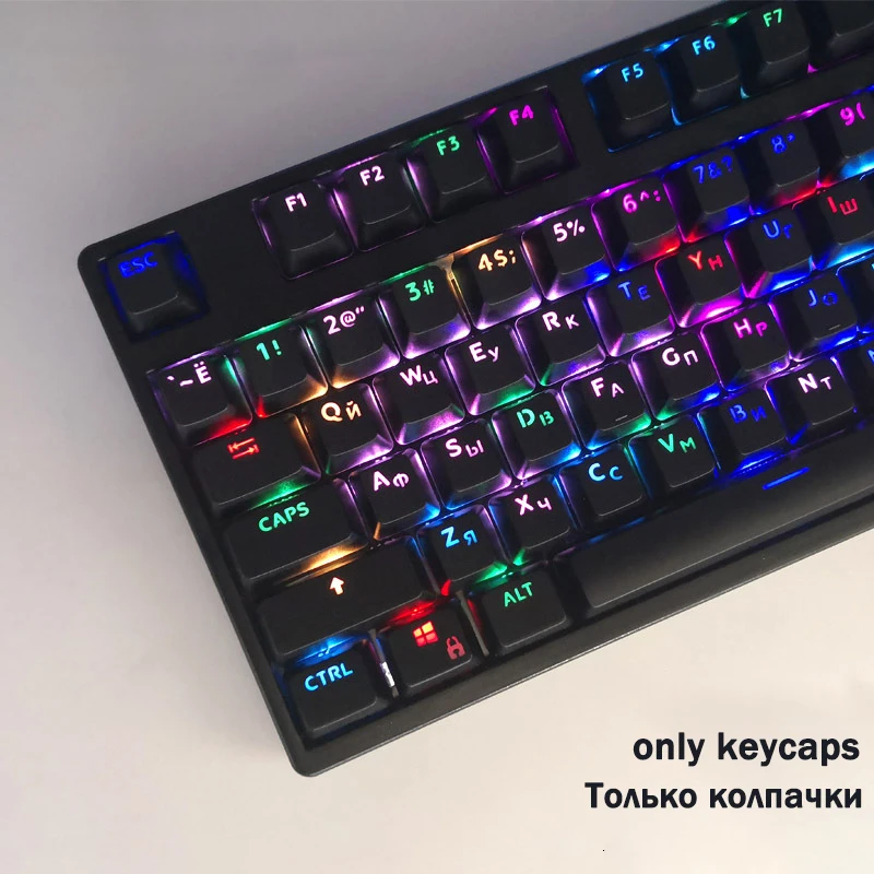 104 Keys Russian Korean Backlit Keycaps OEM Profile ABS Keycap For MX Switch 61/87/104 Mechanical Keyboard Keycap With ISO enter