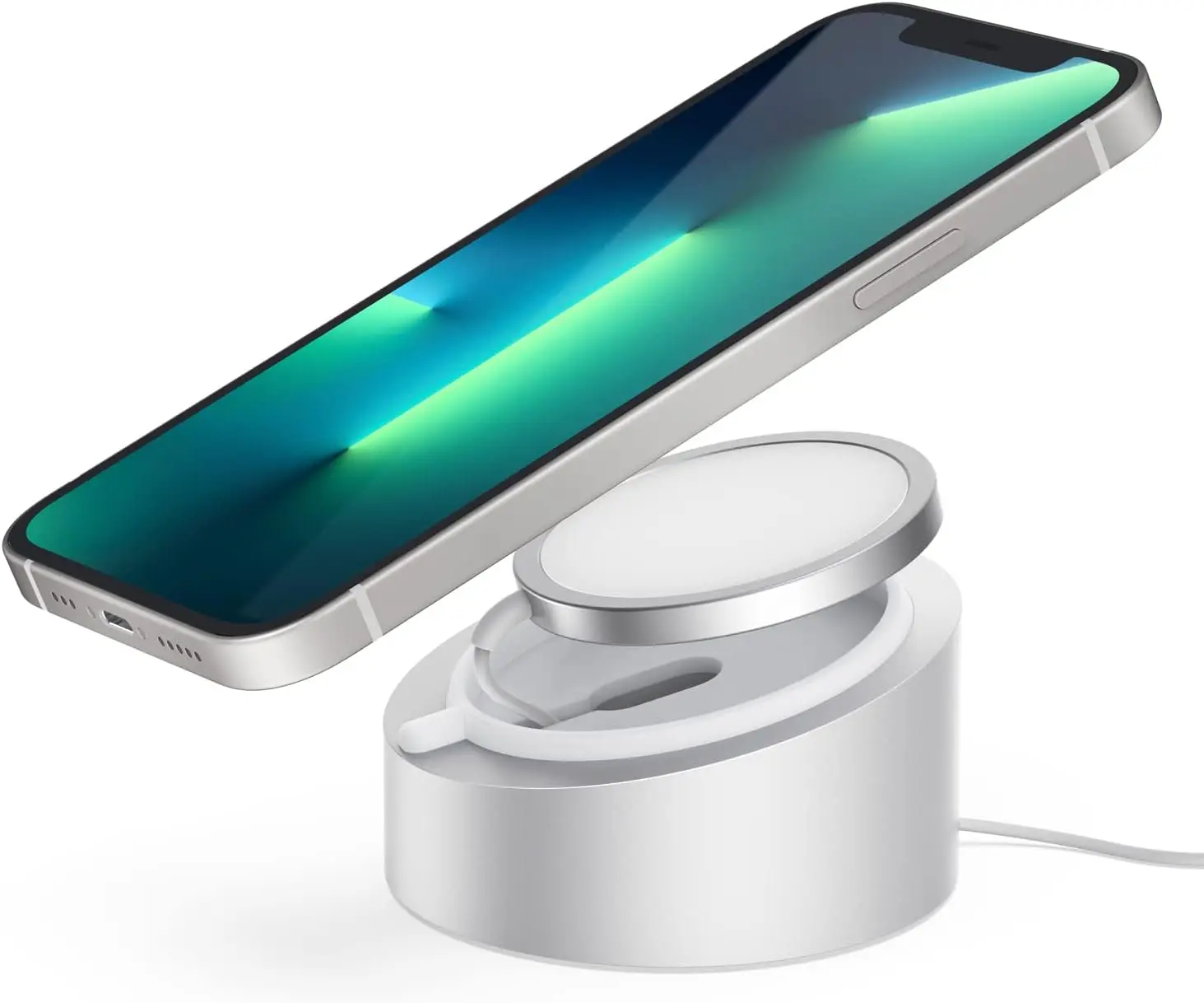 

Heavy-Duty Metal MagSafe Charger Stand for iPhone 17/16/15/14/13/12 - Silver
