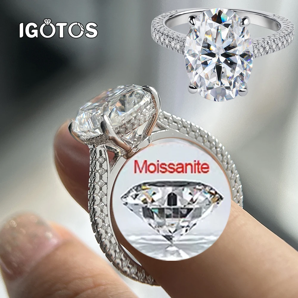 

IGOTOS 8CT кольцо с бриллиантом овальной огранки из муассанита для женщин, обручальные обручальные кольца из стерлингового серебра 925 пробы с сертифицированными ювелирными изделиями