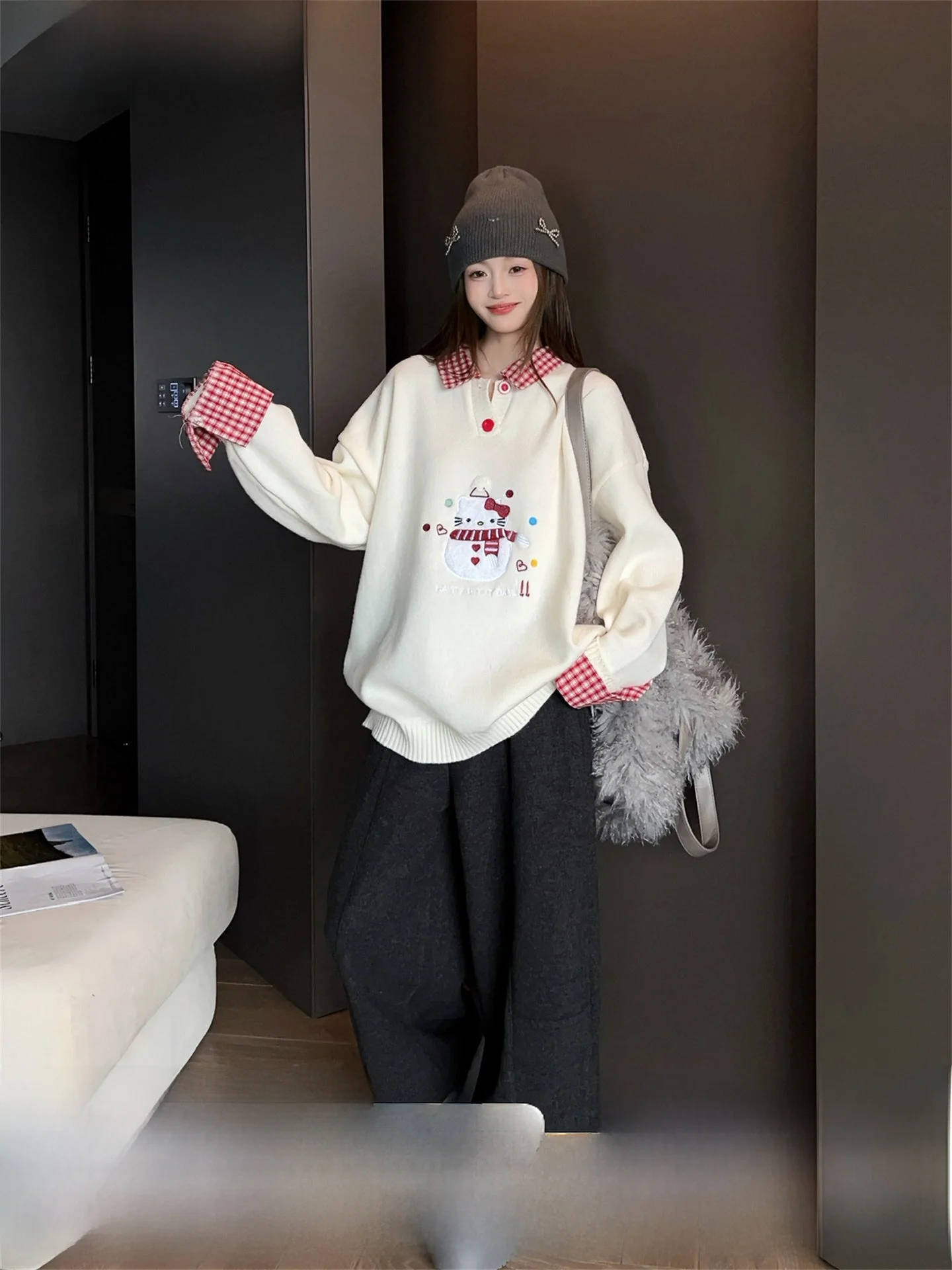 

Женские повседневные прямые брюки на флисовой подкладке с высокой талией, на молнии, из смесового хлопка, больших размеров, универсальные, осень-зима 2025