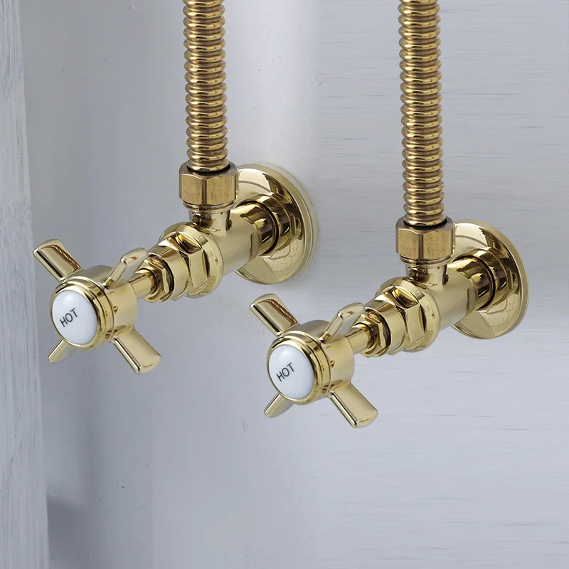 Bathroom Angle Filling Valve Faucets Gold Chrome Kitchen Cold Hot Mixer Tap Accessories Standard G1/2 Threaded Europe Style