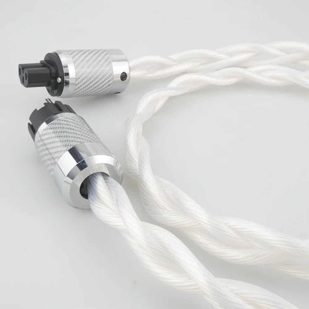 

High End 5N OCC single US EU AC Audiophile audio amplifier DAC filter HIFI silver Power cable Carbon fiber rhodium plating plug