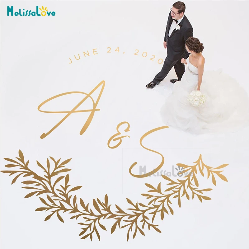 

Big Size Personalized Wedding Dance Floor Decal Party Decoration Custom Initials And Date Removable Vinyl Wall Sticker BD993