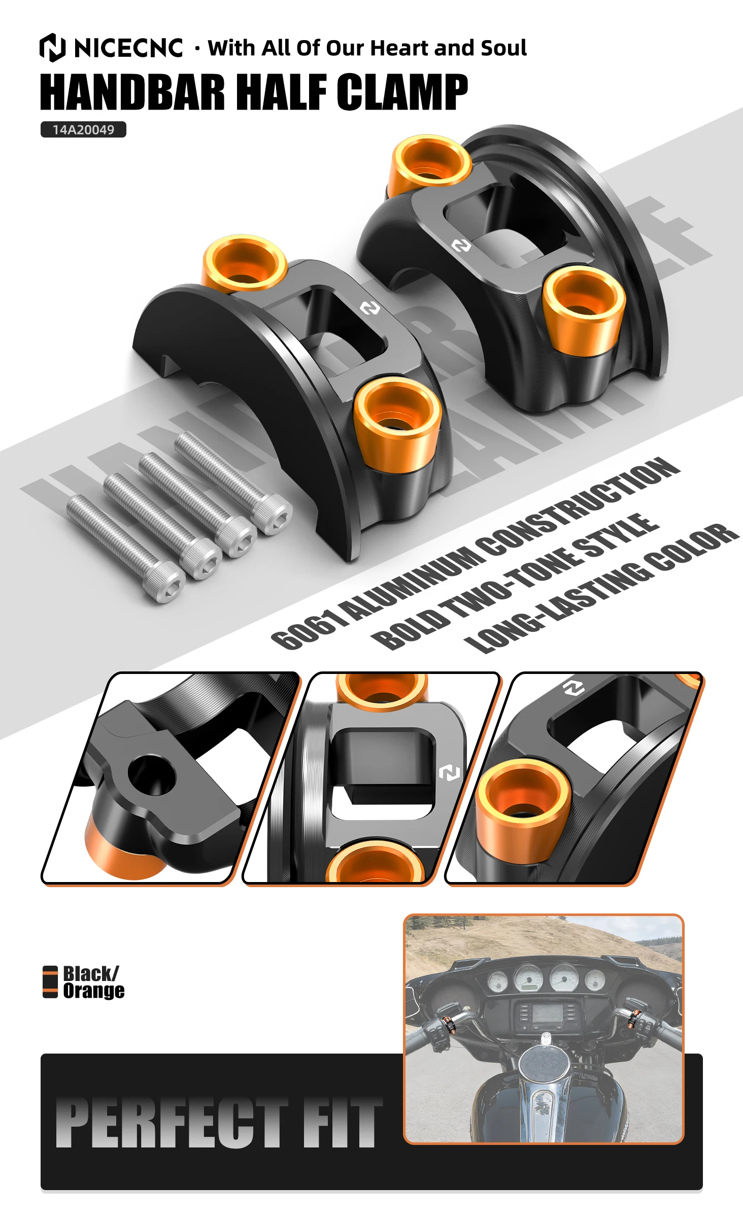 Motorrad 1-Zoll Brems- und Kupplungshebel-Halbklemme für Harley Dyna Fat Bob 2008-2017, Street Bob 2006-2017, Low Rider Wide Glide 93-2017 – Detail 3