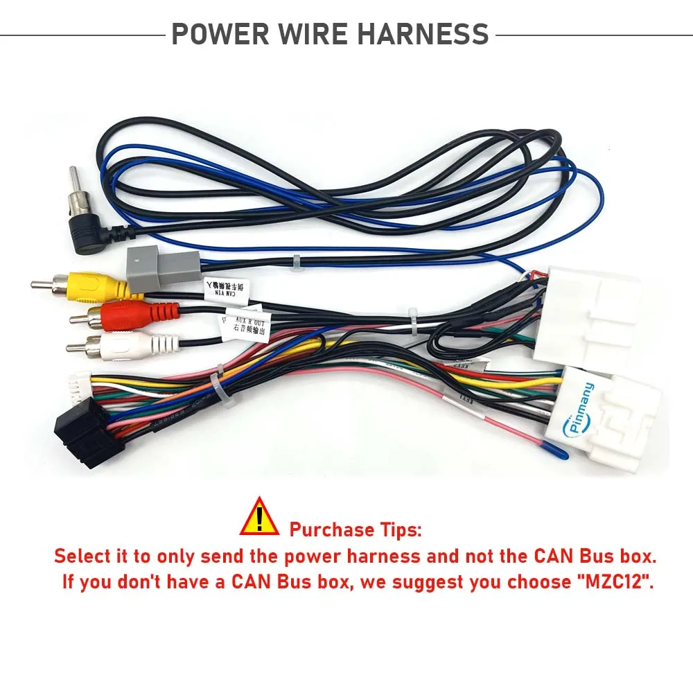 Car Radio Cable Adapter MZC12 Power Wiring Harness Connector with CAN Bus Decoder for Mazda 3 Axela CX-3 CX-5 Android Head Unit