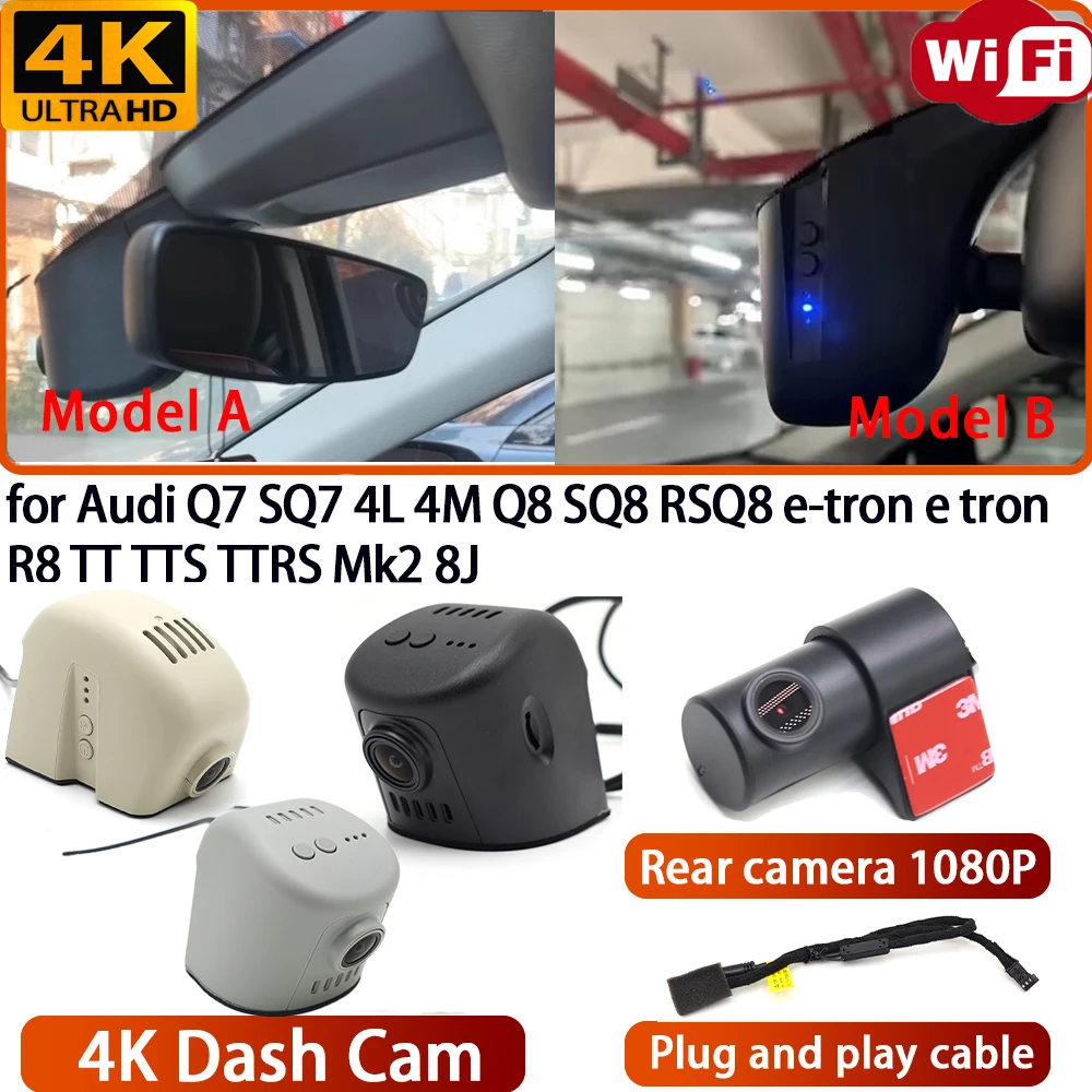 Para Audi Q7 SQ7 4L 4M Q8 SQ8 RSQ8 e-tron e tron R8 TT TTS TTRS Mk2 8J grabadora de vídeo 4K Sony DVR cámara de salpicadero Wifi 170 °   Ángulo