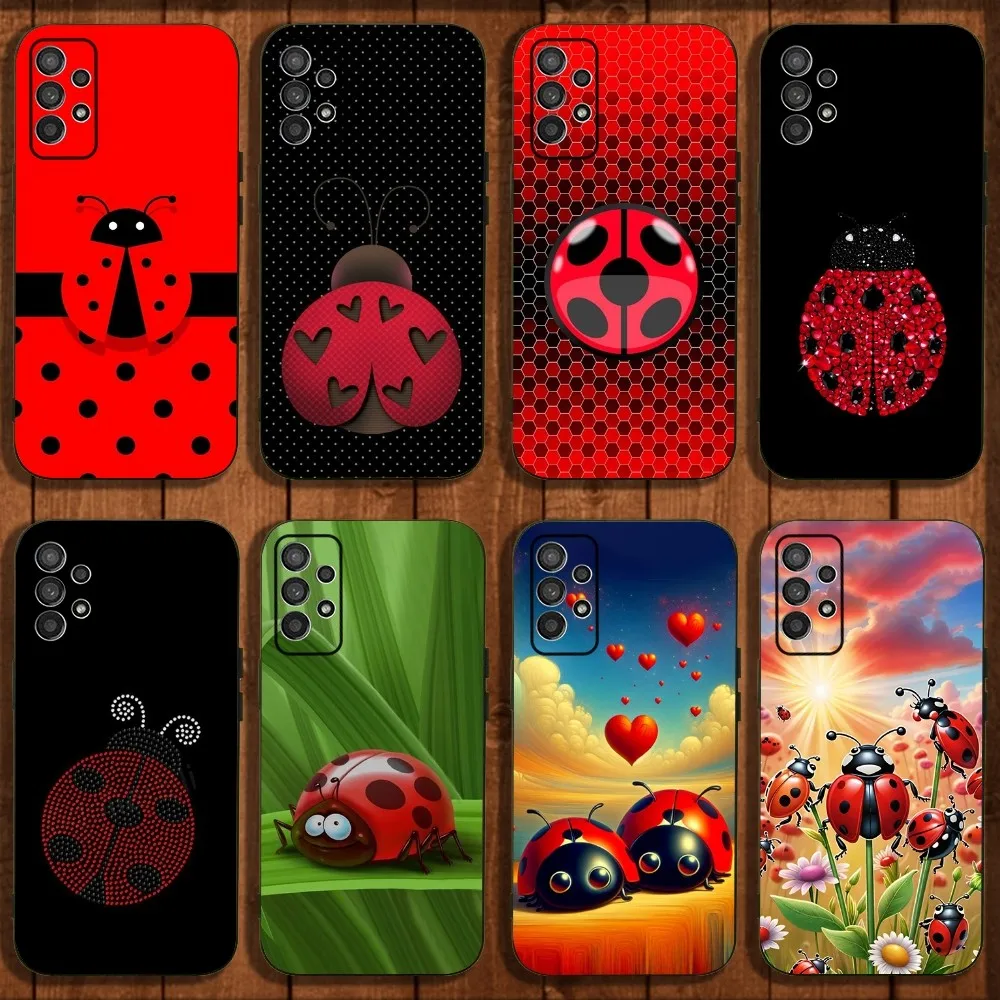 Ladybug Insect Red Black Phone Case For Samsung Galaxy A13,A21s,A22,A31,A32,A52,A53,A71,A80,A91 Soft Black Cover