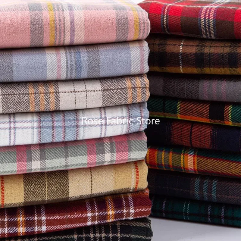 1 Meter Soft Cotton Plaid Checker Fabric Brushed Flannel Grid Cloth Fabrics For Shirt Dress Scraf DIY Sewing Clothing