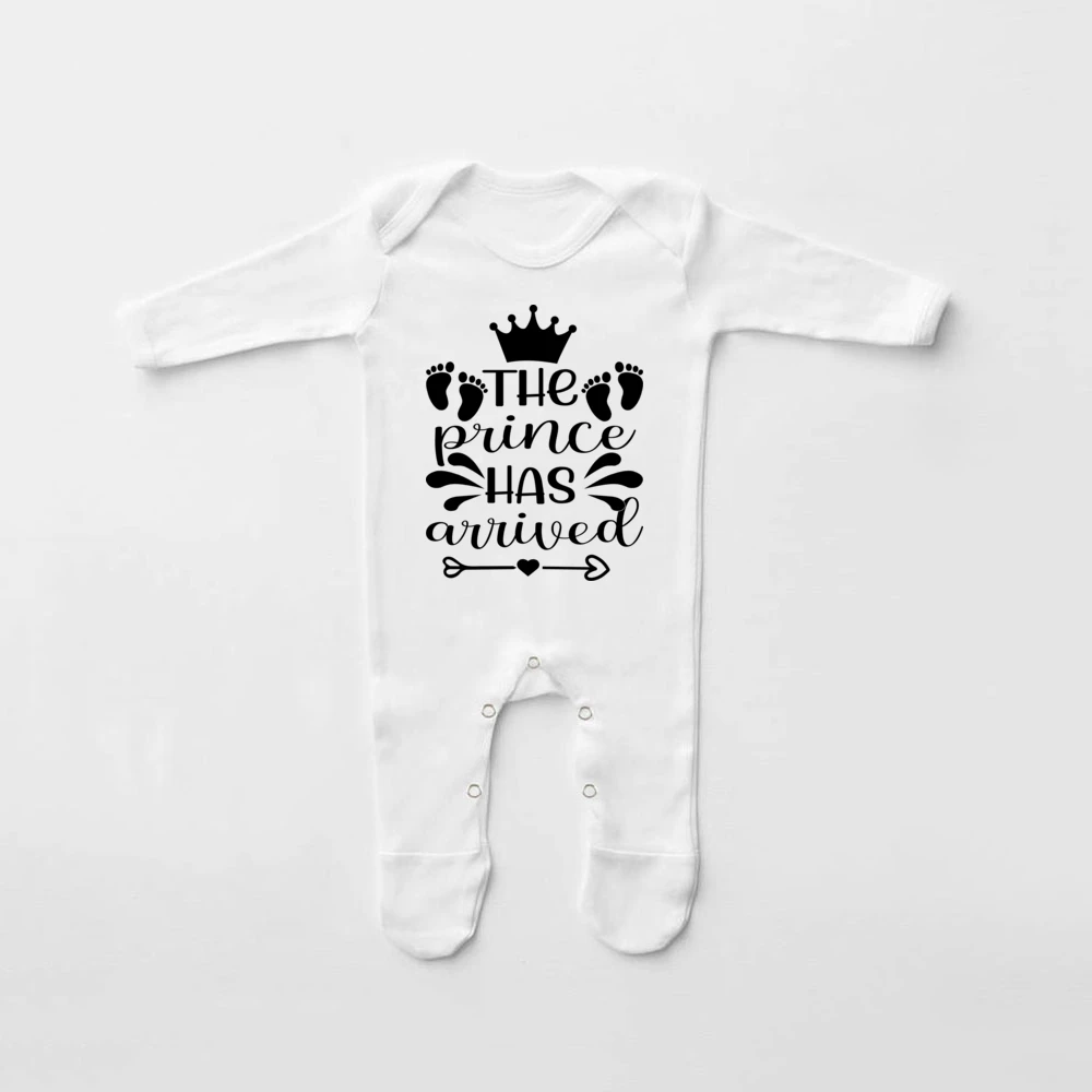 The Prince Princess Has Arrived Babygrow Sleepsuit Newbron Baby Announcement Shower Sleepsuit Baby Coming Home Clothes