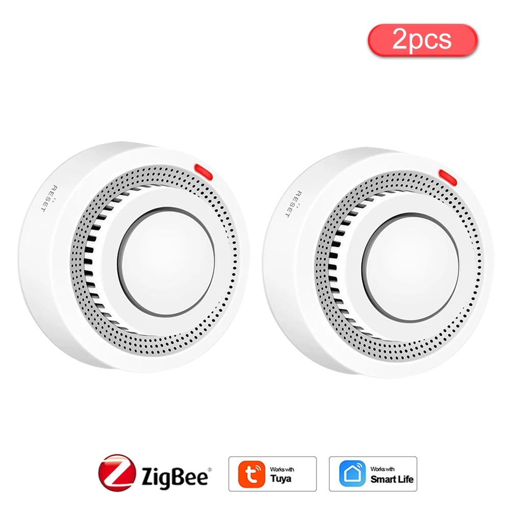 

Tuya Smart Zigbee Smoke Detector Smart Fire Alarm Progressive Sound Photoelectric Smoke Sensor Work With Tuya Zigbee Gateway Hub