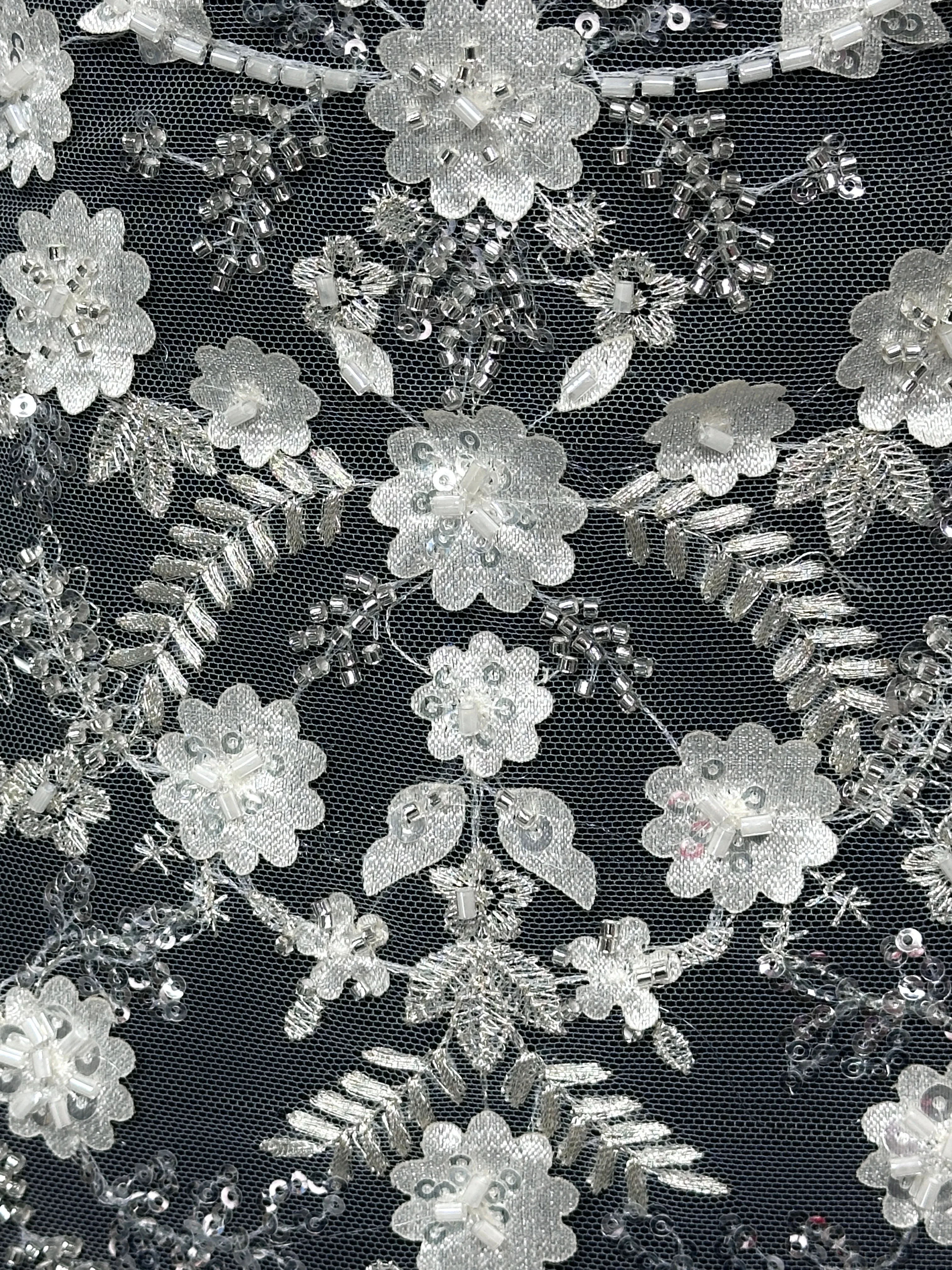 5 Yards Luxury 2026 Lace with Sequins Shiny White Color Wedding Lace Material Garment Fabric Fashion Designs Continued Fabric