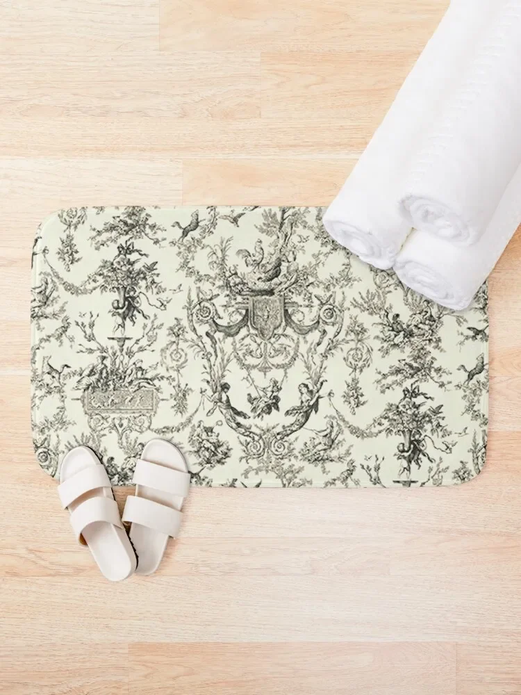 Heavenly French Toile Bath Mat Carpet For Home Entrance Absorbent Rug Mat